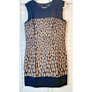 NWT Ann Taylor Black Taupe Sleeveless Sheath Dress, Office Luxe $228 | Sz 14